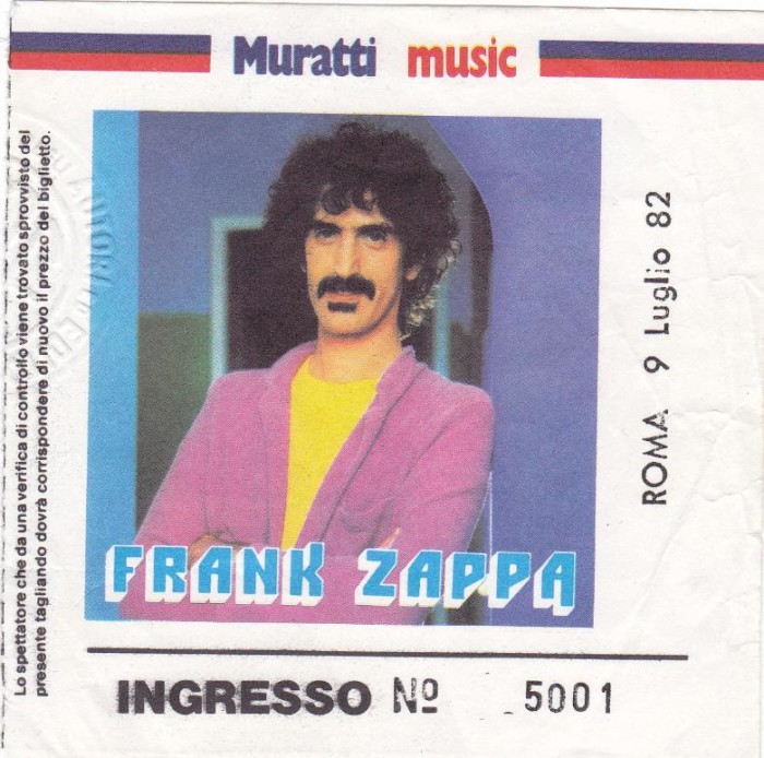 FRANK ZAPPA 1982_ticket roma